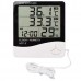 HTC - 2 Digital Thermometer Hygrometer Clock Calendar with Sensor Probe