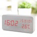 Creative Fashion Three-screen LED Wood Clock Voice Control Alarm Clock