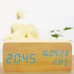 Creative Fashion Three-screen LED Wood Clock Voice Control Alarm Clock